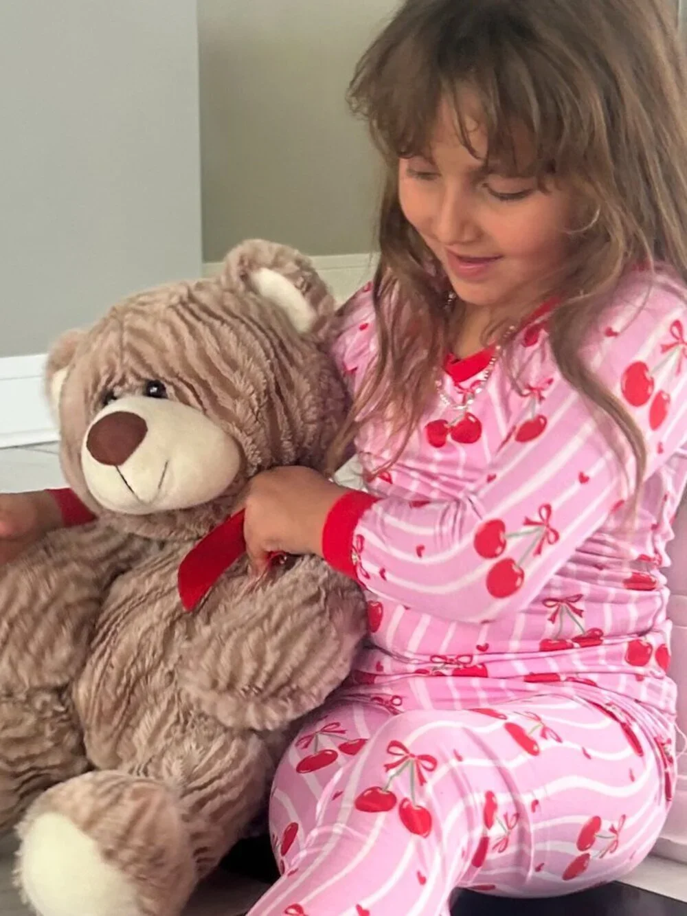 Cherry Hearts Bamboo Toddler Pajamas 4T | Cherry Print 2-Piece Set NWT